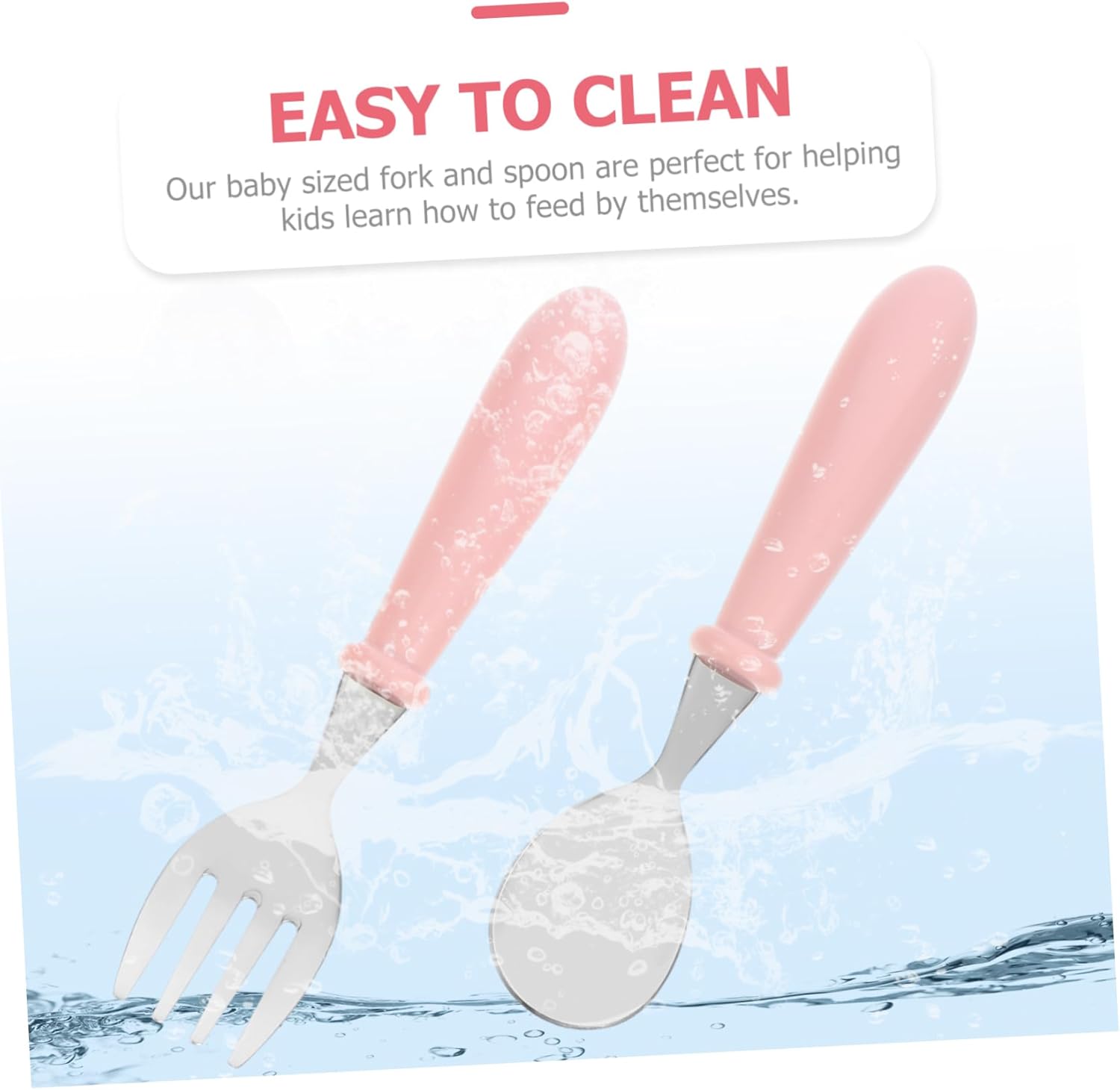 KICHOUSE 1 Set Stainless Steel Spoon Fork Utensil Kit for Baby