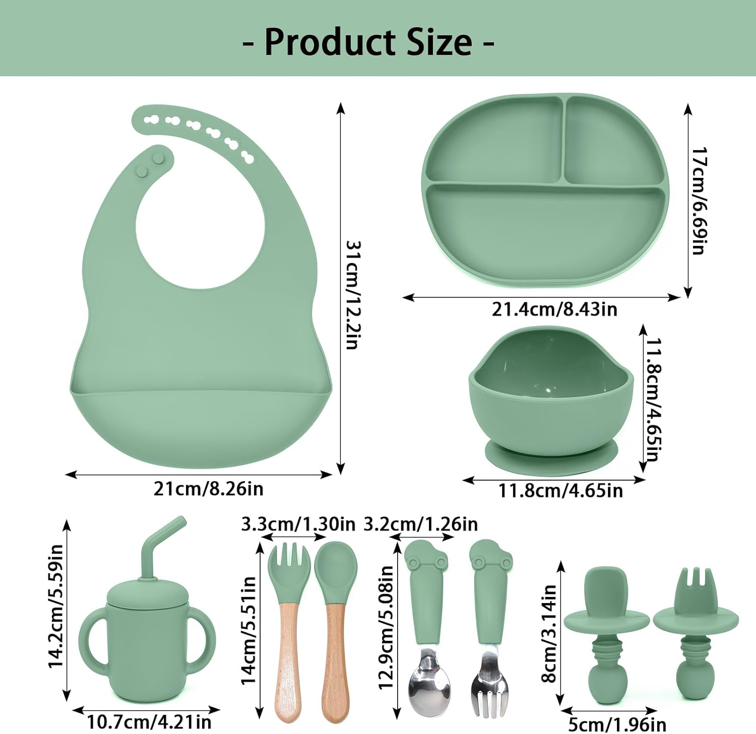Silicone Baby Feeding Set 10Pcs for Self-Feeding 1