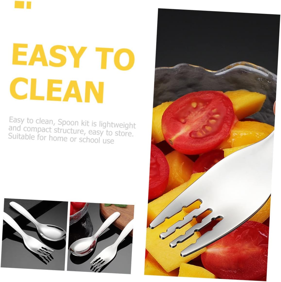 HAPINARY 316 Stainless Steel Fork Spoon Set 2PCS