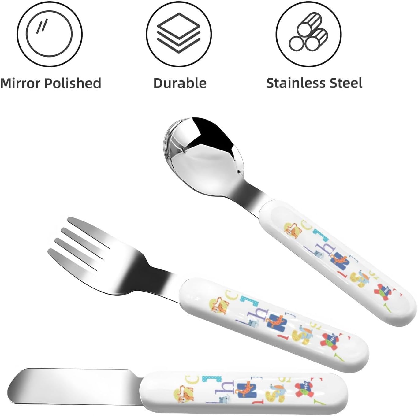 Colourful Animal Alphabet Silverware Set with Travel Case