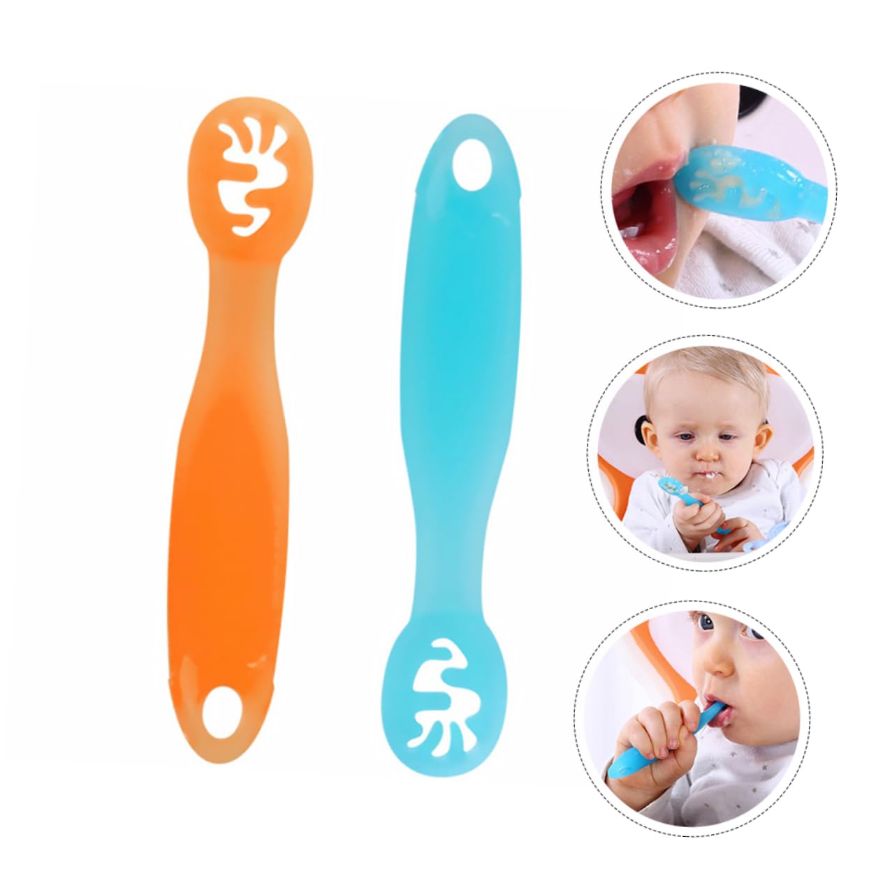 Toyvian 2PCS Safe Silicone Spoons for Babies and Travel