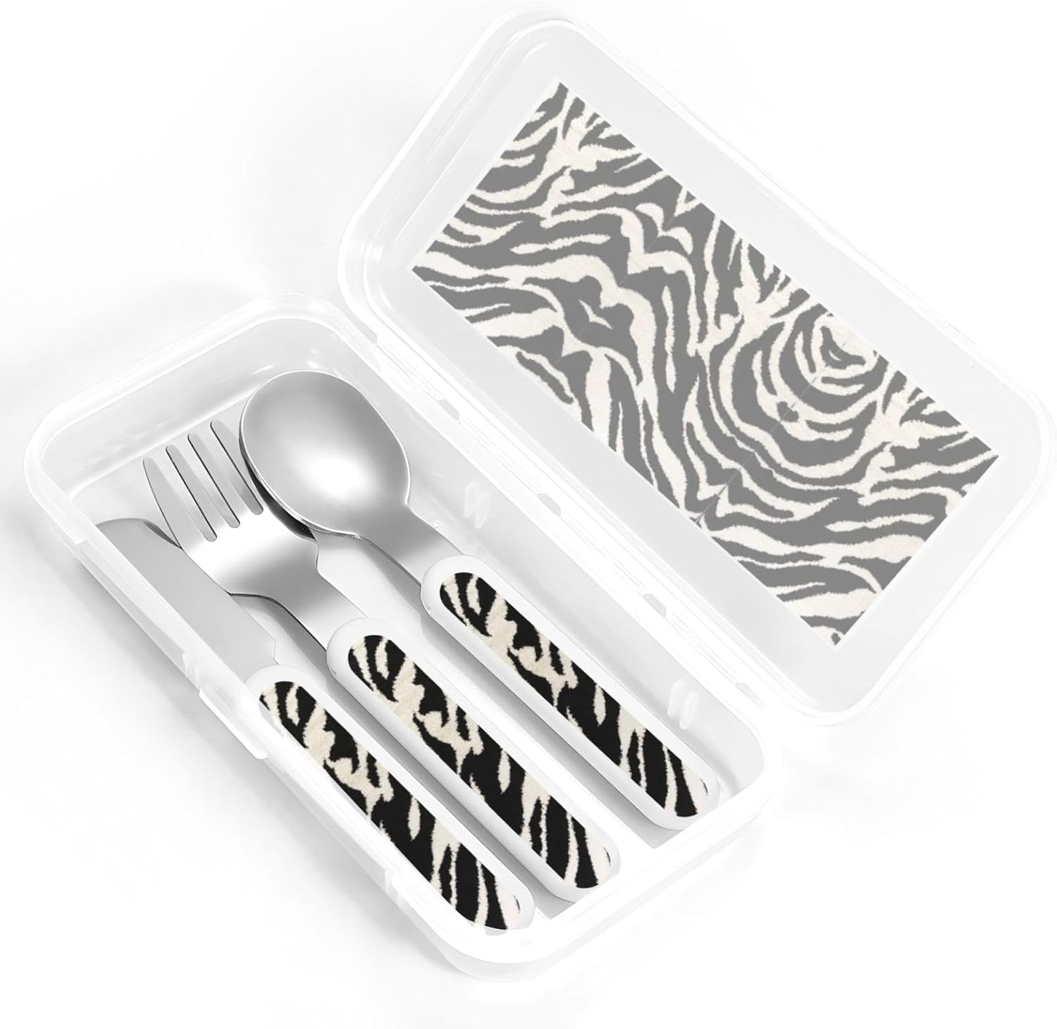 Zebra Animal Print Stainless Steel Utensils Set with Travel Case