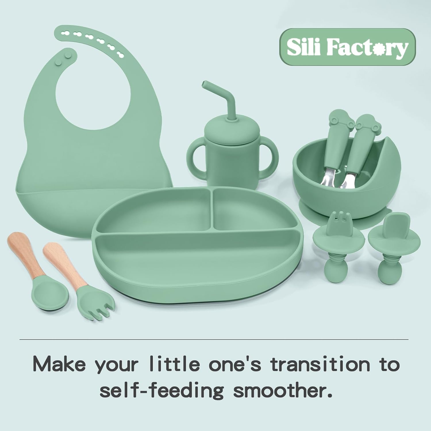 Silicone Baby Feeding Set 10Pcs for Self-Feeding 1