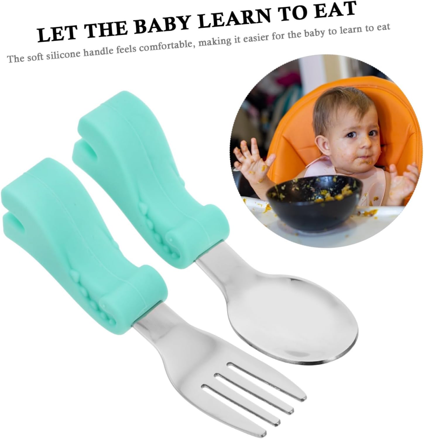 Beatifufu Dinosaur Cutlery Set for Baby Feeding