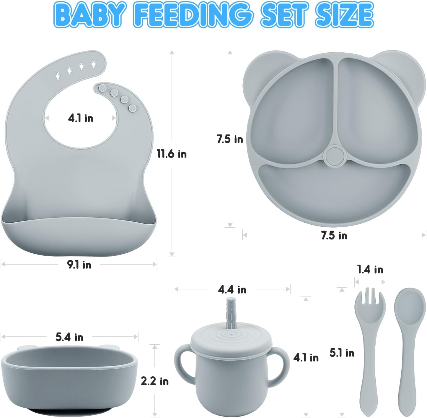 OEC-T5 10-Piece Silicone Baby Feeding Set for 6 Months