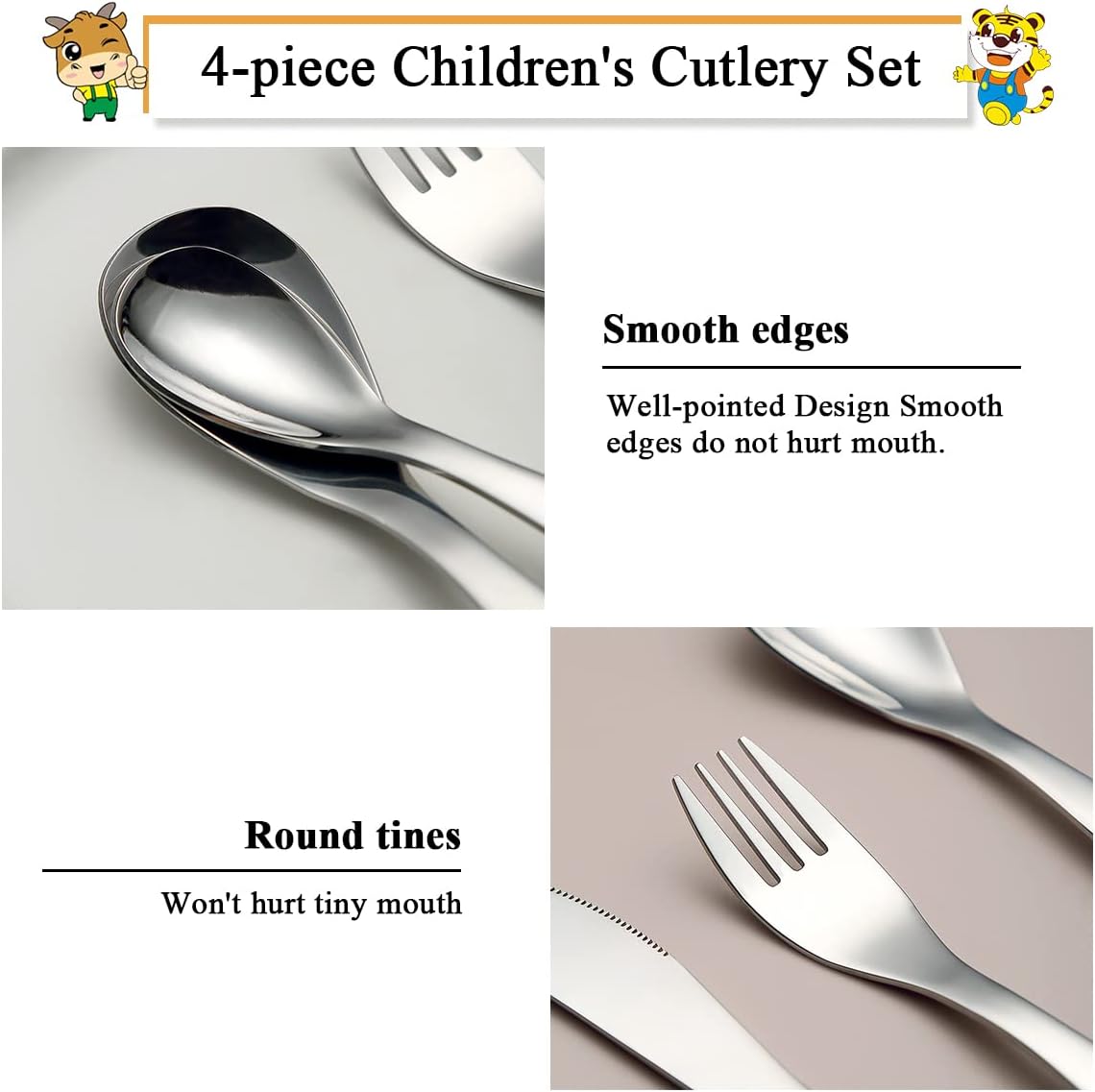Berglander Toddler 4-Piece Stainless Steel Flatware Set 1