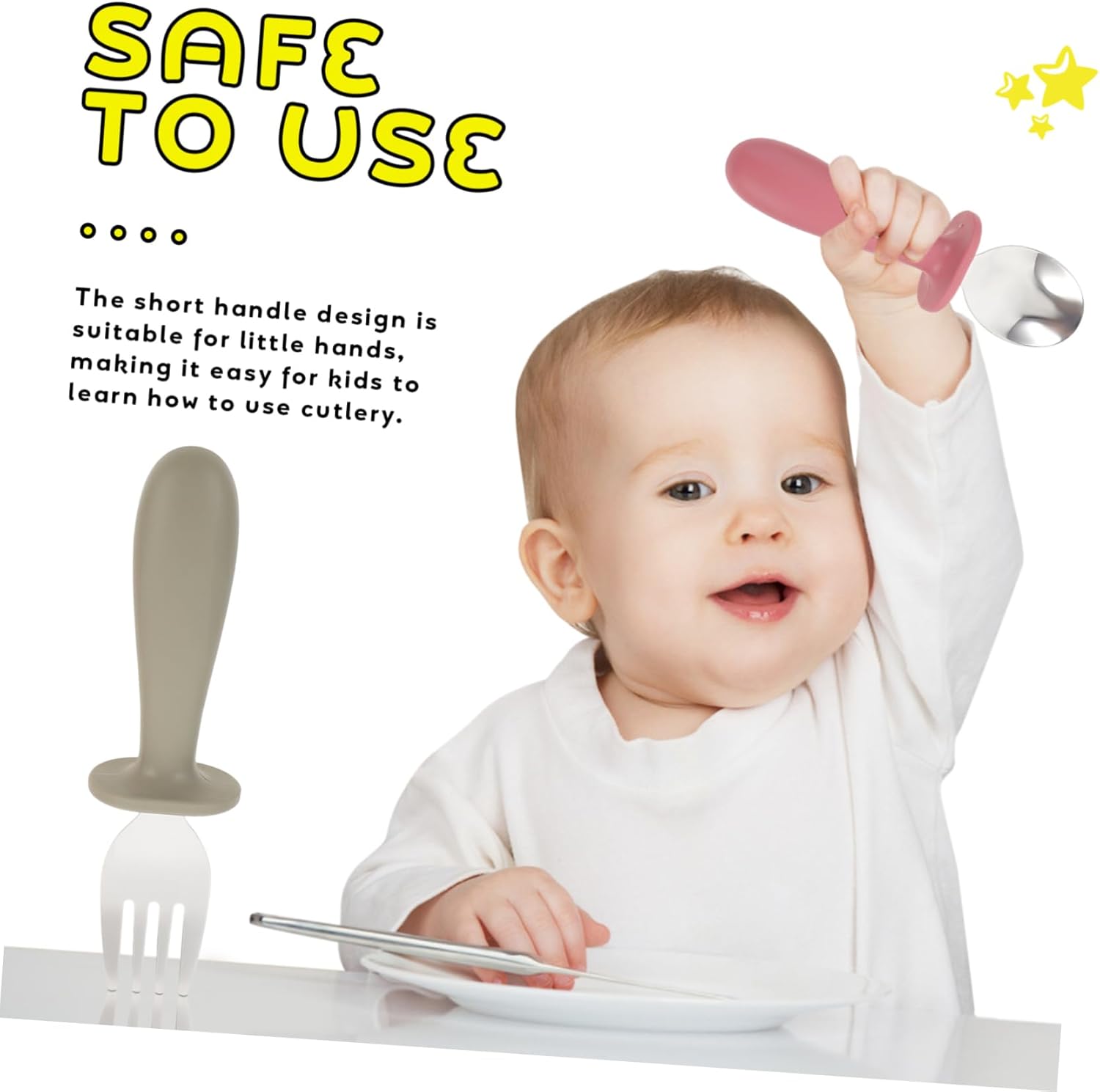 UTHCLO 6Pcs Stainless Steel Flatware Set for Baby and Mealtime Use