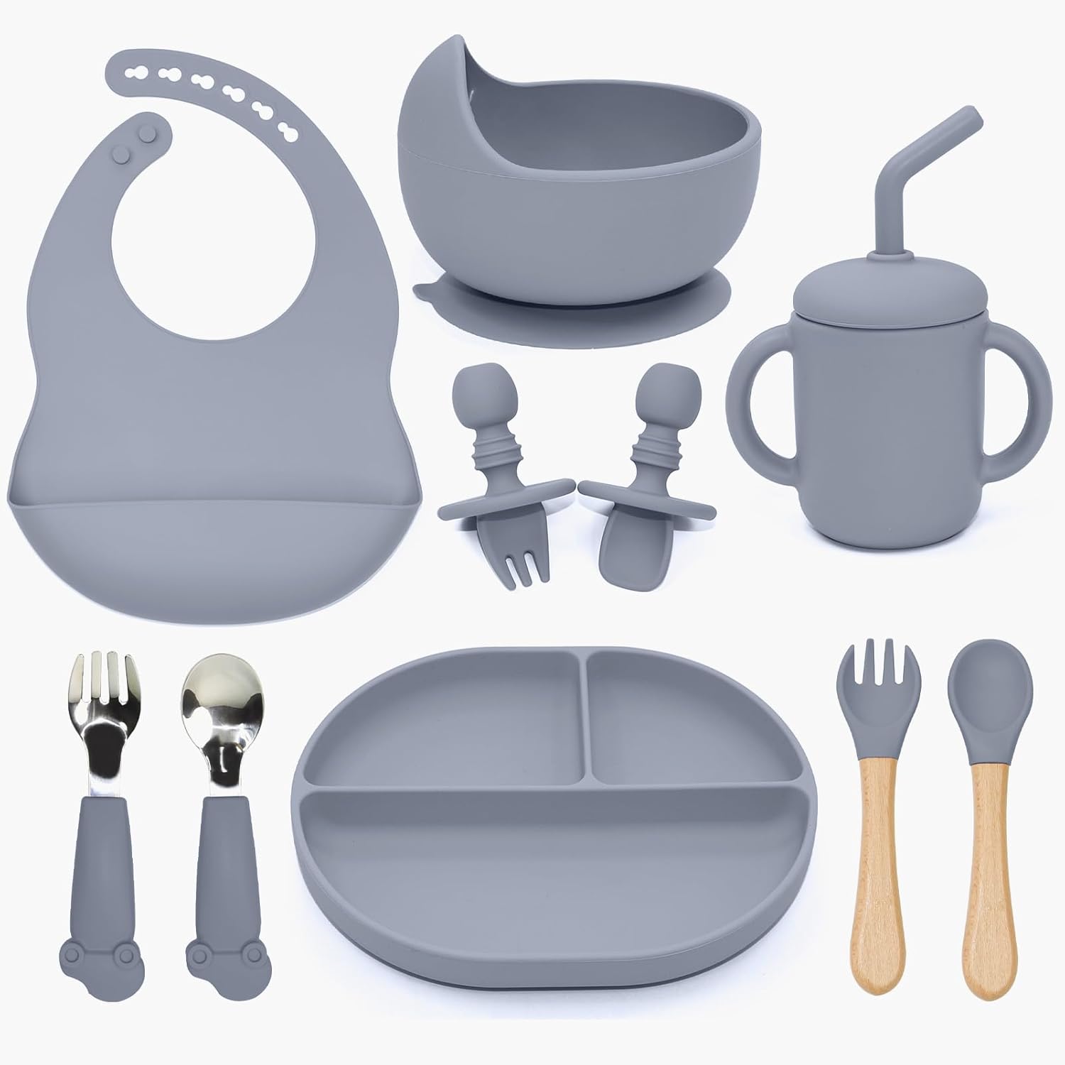 Silicone Baby Feeding Set - 10PCS Safe Adjustable