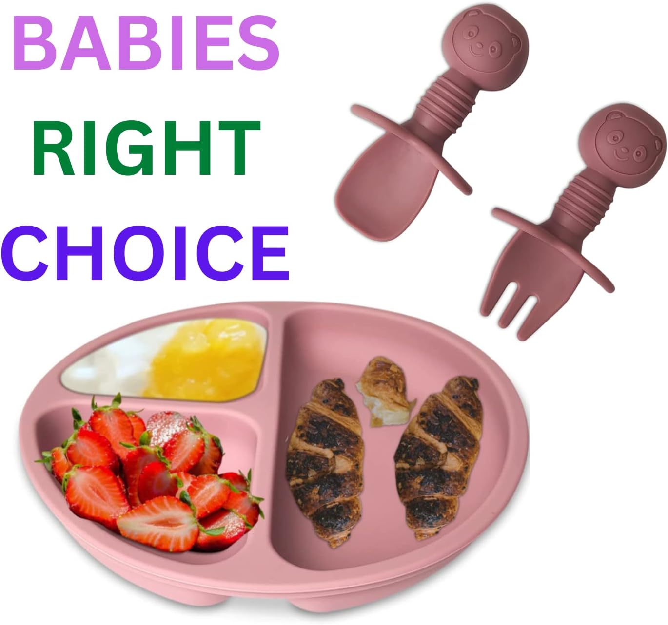 10 Pcs Silicone Baby Utensils Set Anti-Choke Self-Feeding