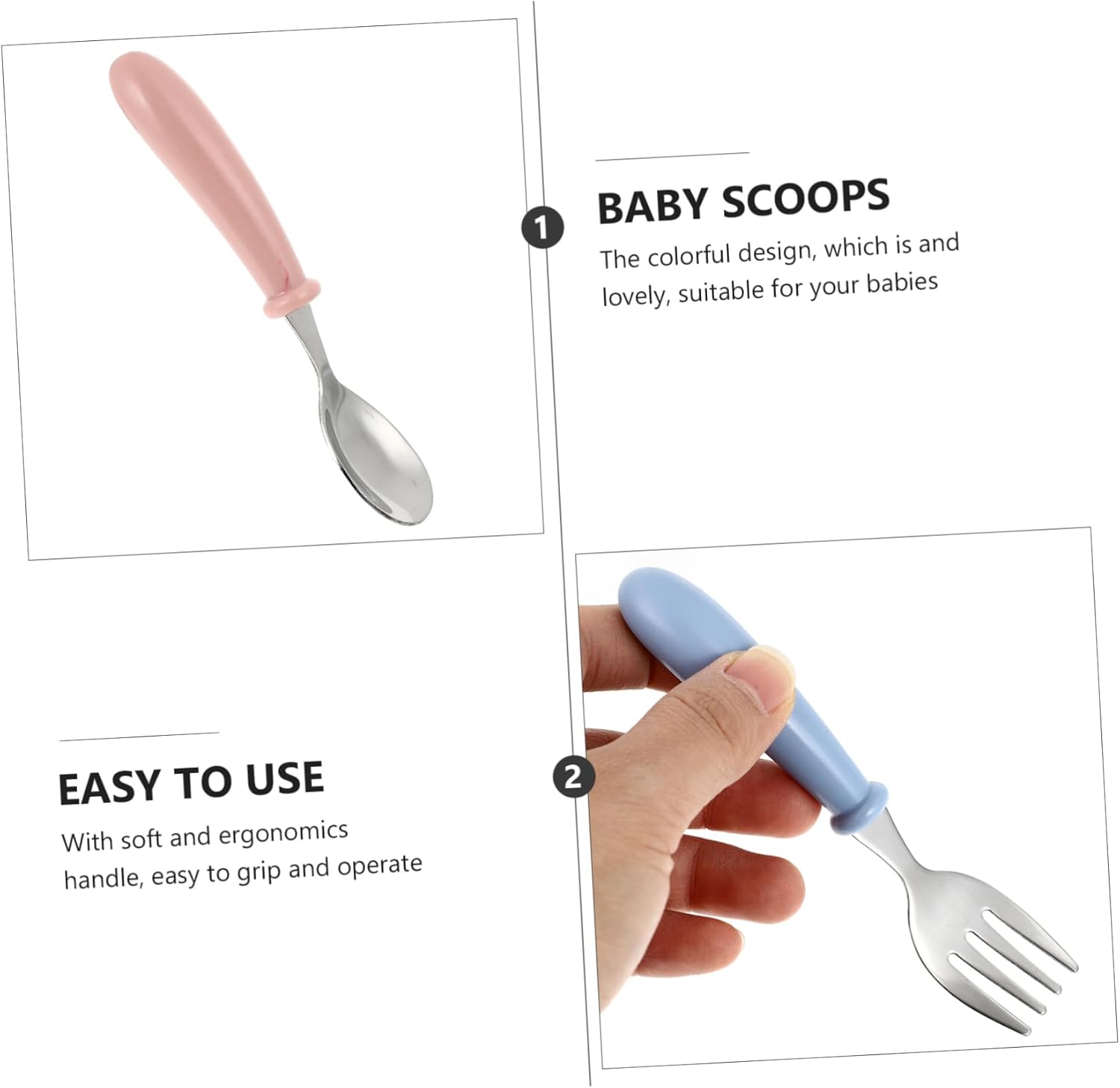 6Pcs Stainless Steel Flatware Set for Baby and Infant Feeding