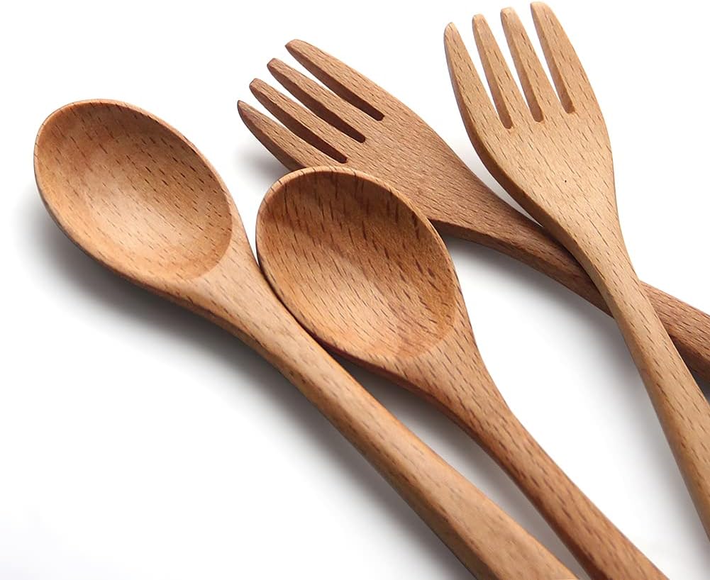 YFWOOD 4-Piece Wooden Kids Cutlery Set