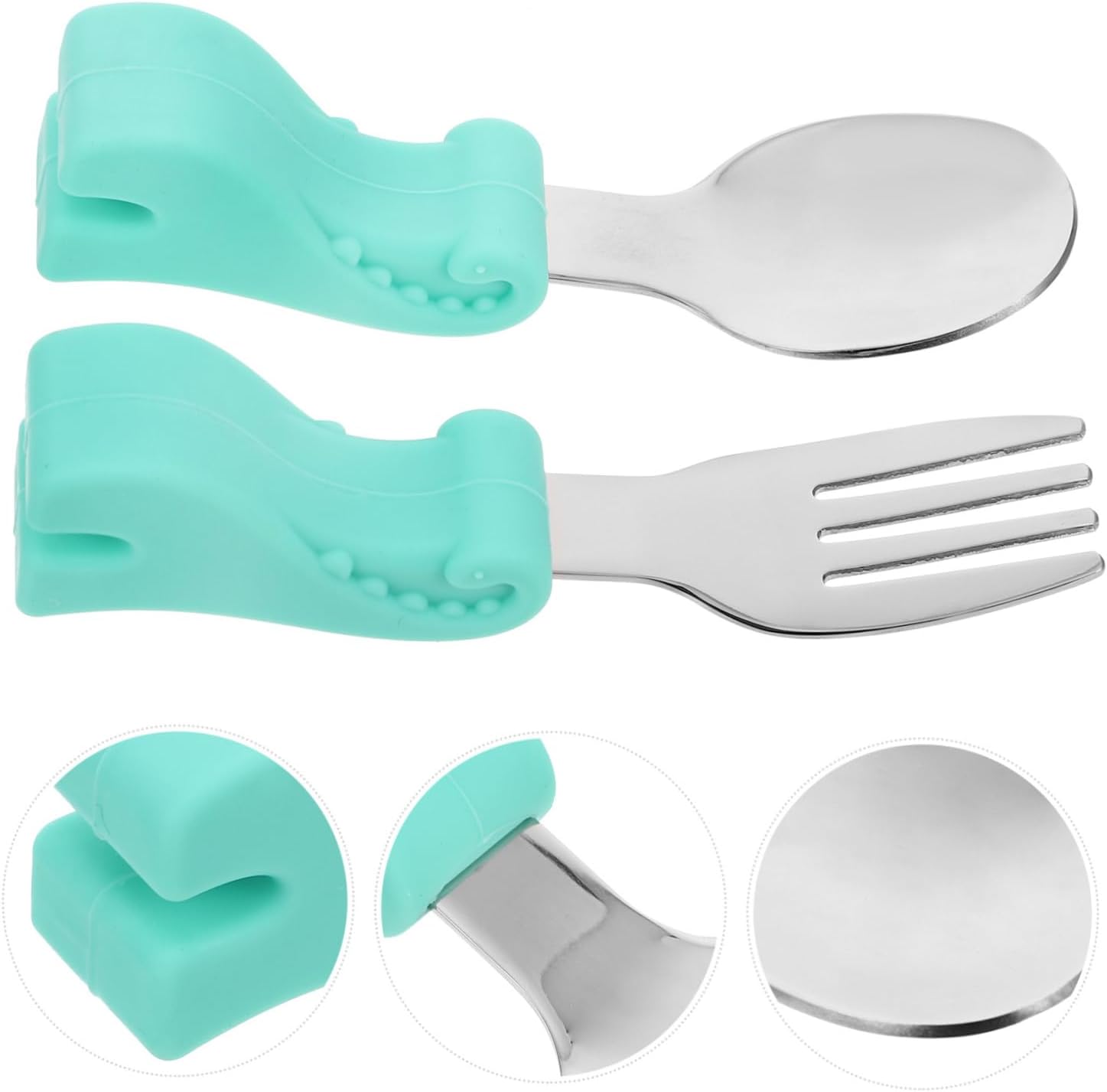 ORFOFE Stainless Steel Fork and Spoon Set for Baby Self Feeding