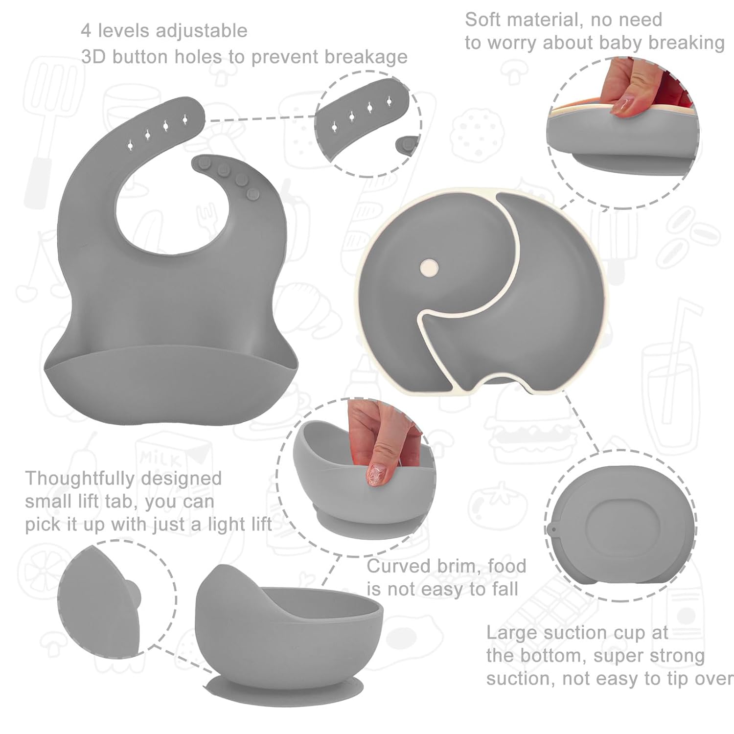 ARCASA 9-Piece Silicone Baby Feeding Set Blue