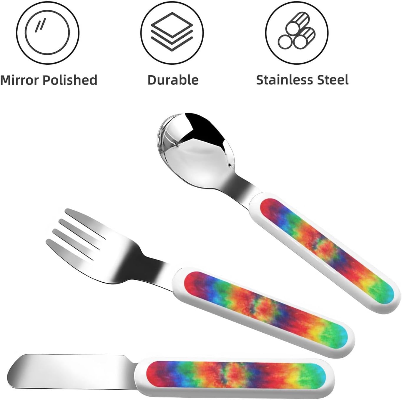 Tie Dye Hippies Print Flatware Set with Travel Case