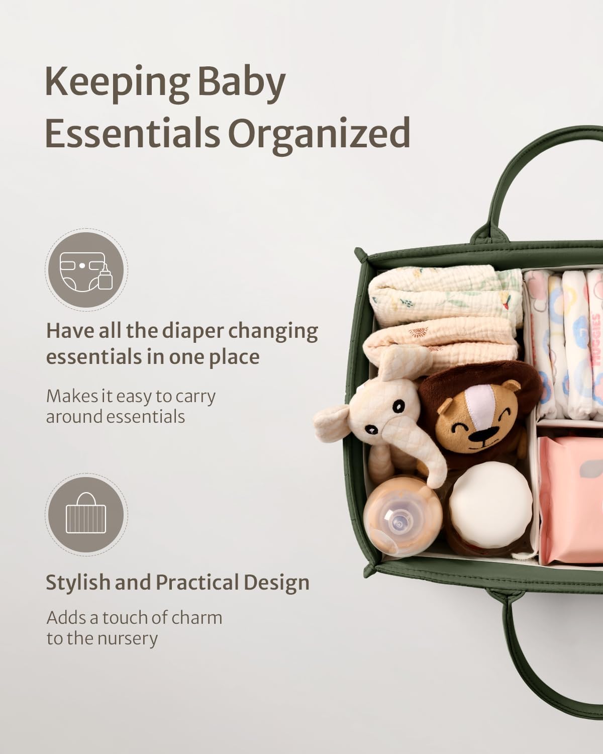Blissful Diary Diaper Caddy Organizer Deep Green
