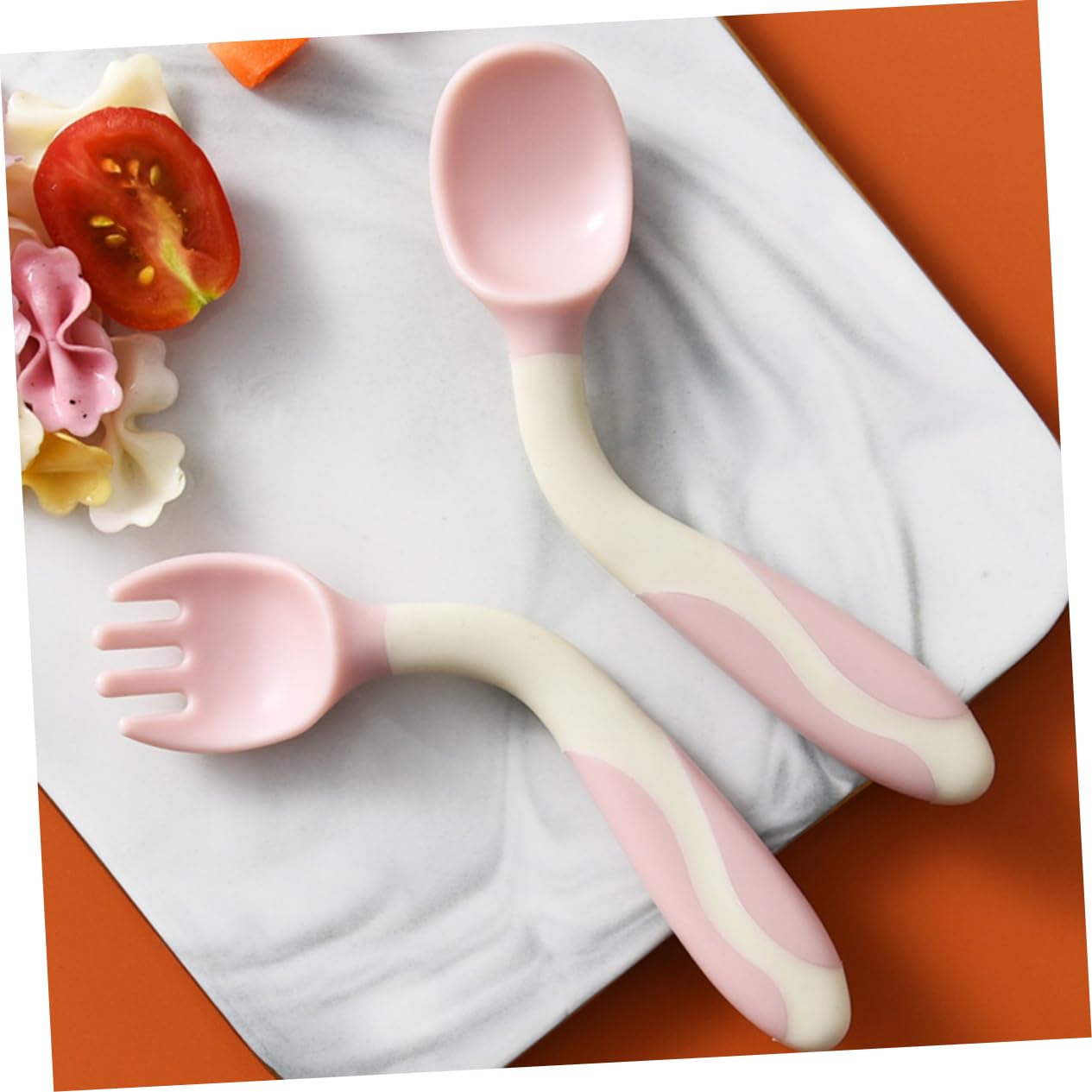 IWOWHERO 2 Sets Soft Spoon and Fork Training Utensils 1