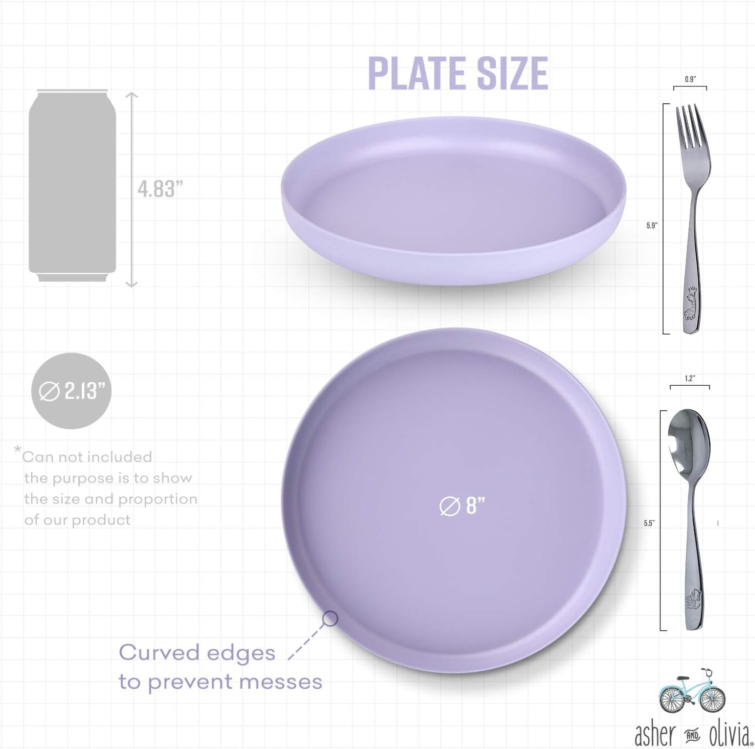 Asher Olivia 12-Piece Bamboo Toddler Plates Utensils Set