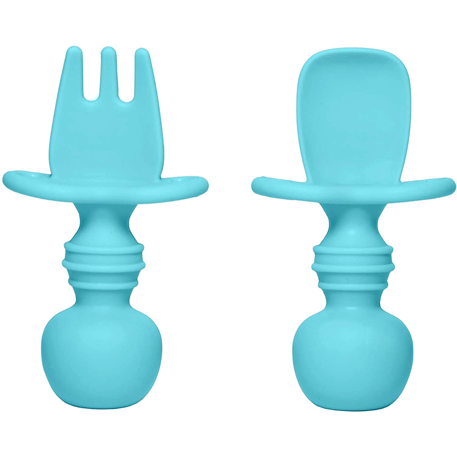 Silikong Silicone Baby Fork and Spoon Set Blue