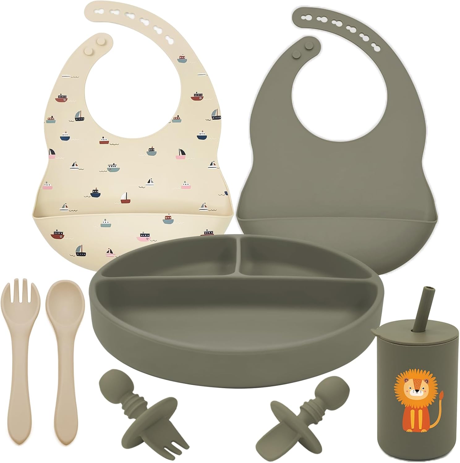Little Rawr 8-Piece Silicone Feeding Set for 6 Months