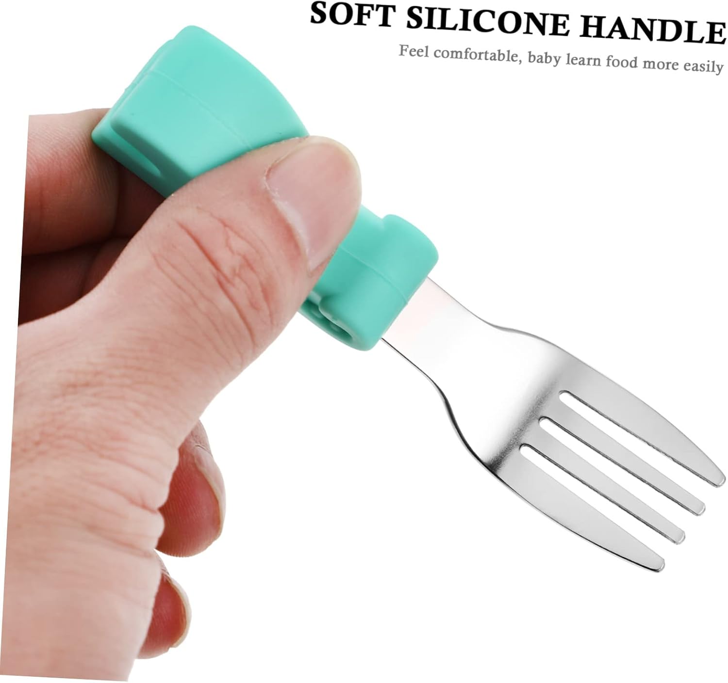 ORFOFE Stainless Steel Fork and Spoon Set for Baby Self Feeding
