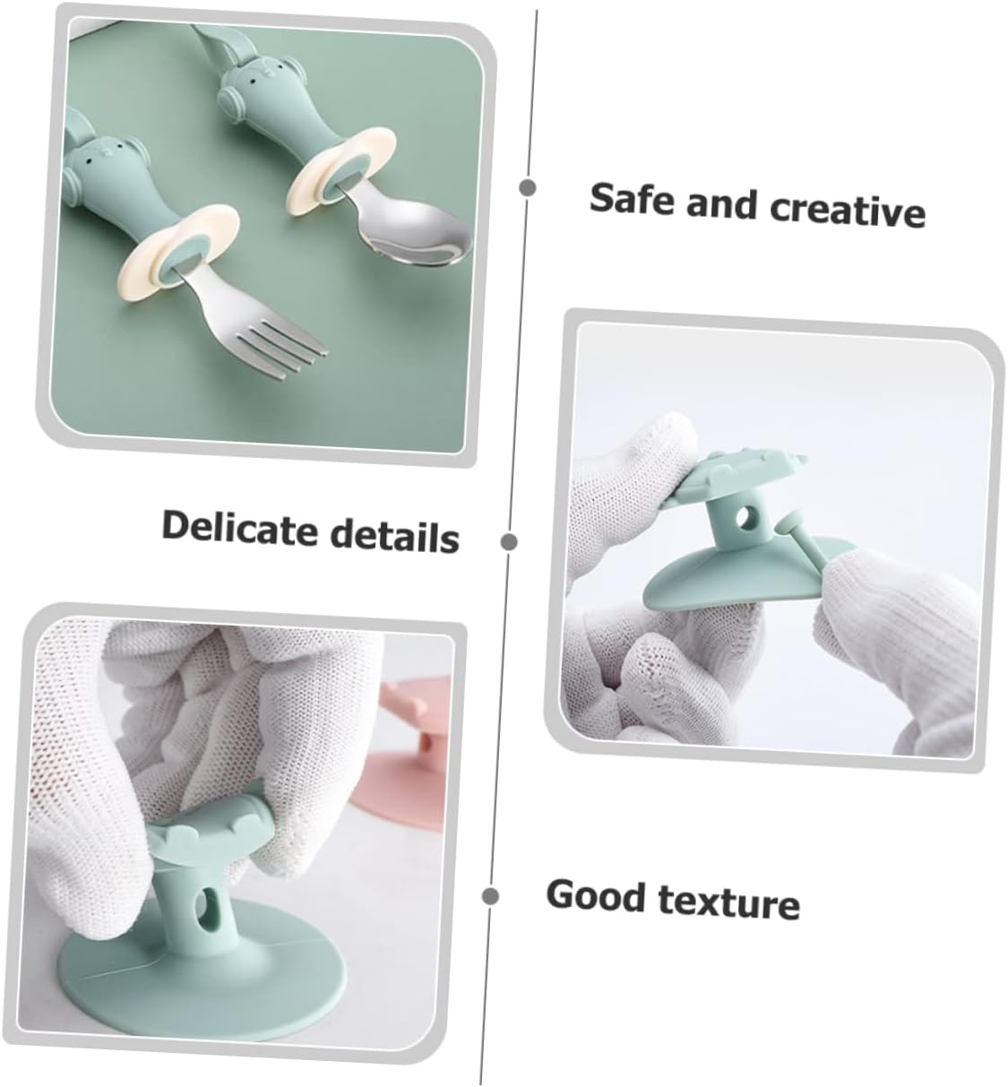 Mikinona 1 Set Silicone Spoon and Fork for Babies