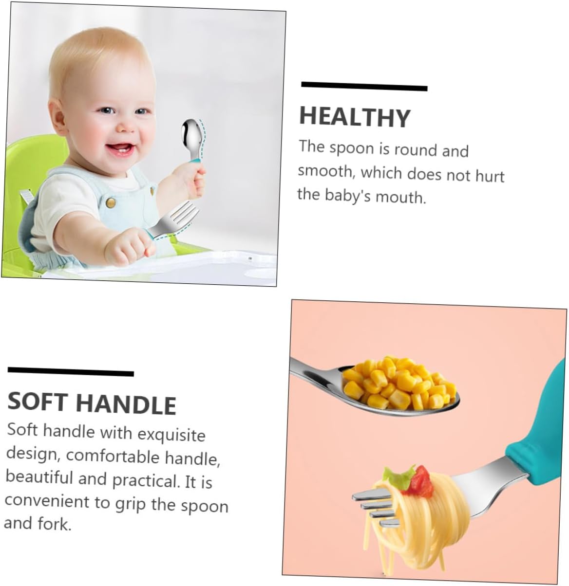 STOBAZA Baby Training Spoon and Fork Set
