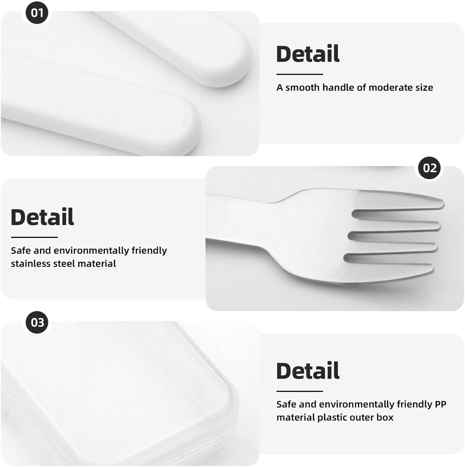 Cute White Rabbit Print Flatware Set with Travel Case