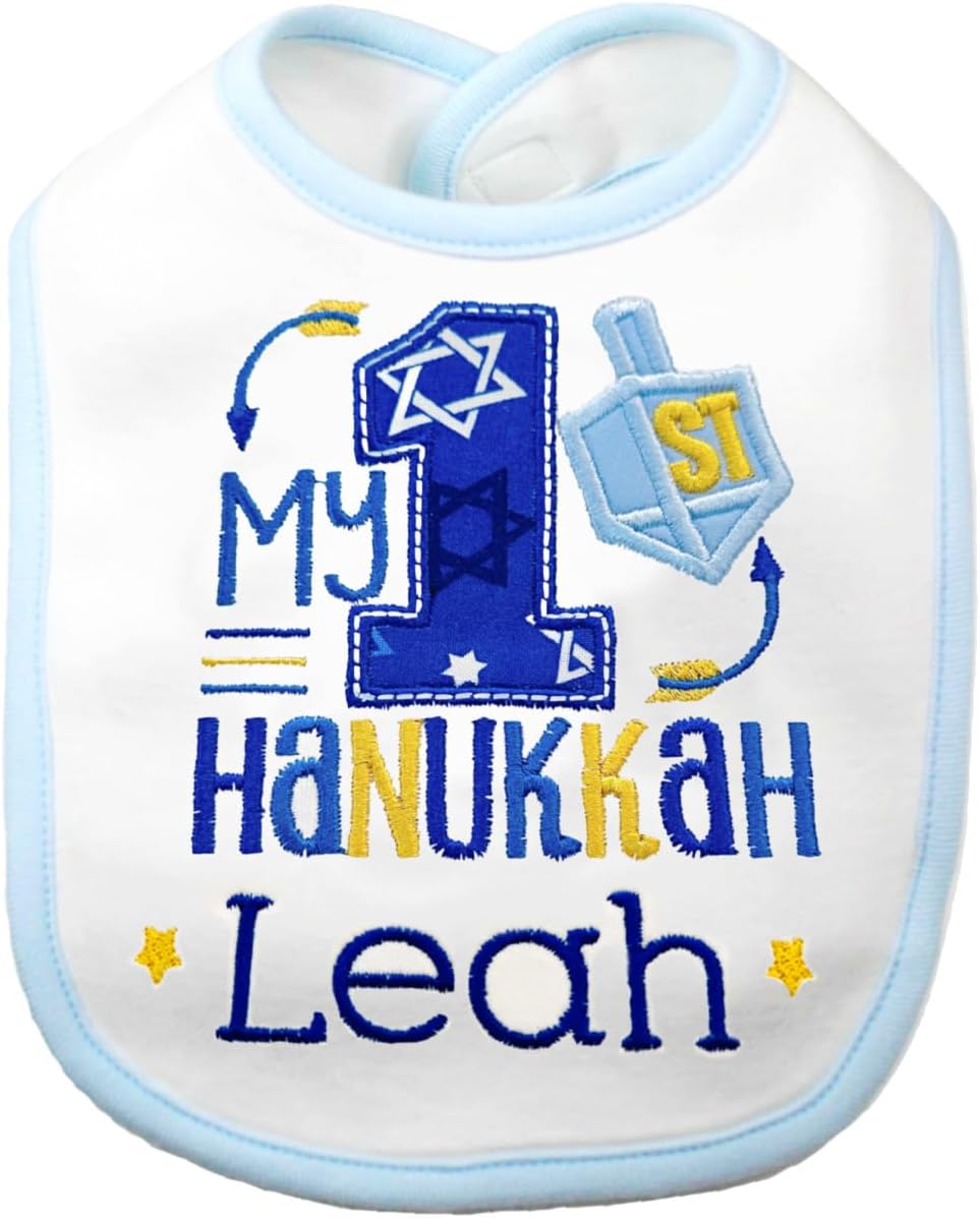 First Hanukkah Baby Bib with Custom Name 1