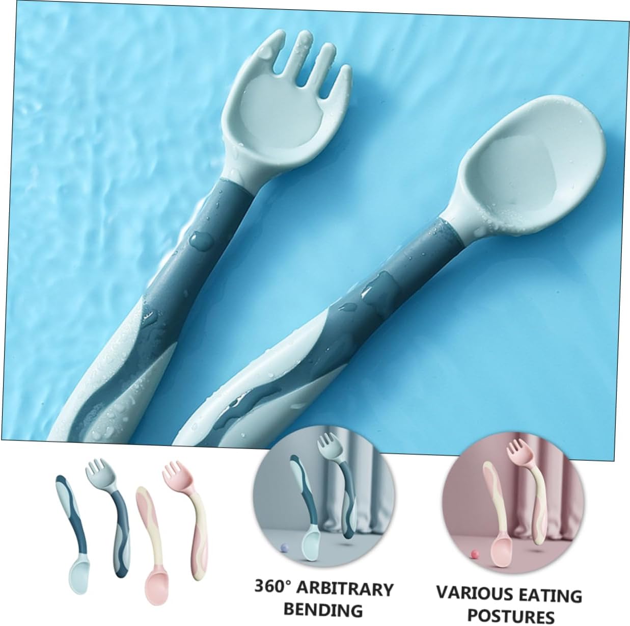 VICASKY 2-Piece Bendable Spoon and Fork Set 1