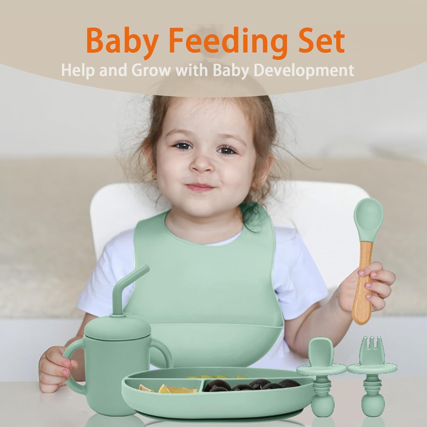 Silicone Baby Feeding Set 10Pcs for Self-Feeding 1