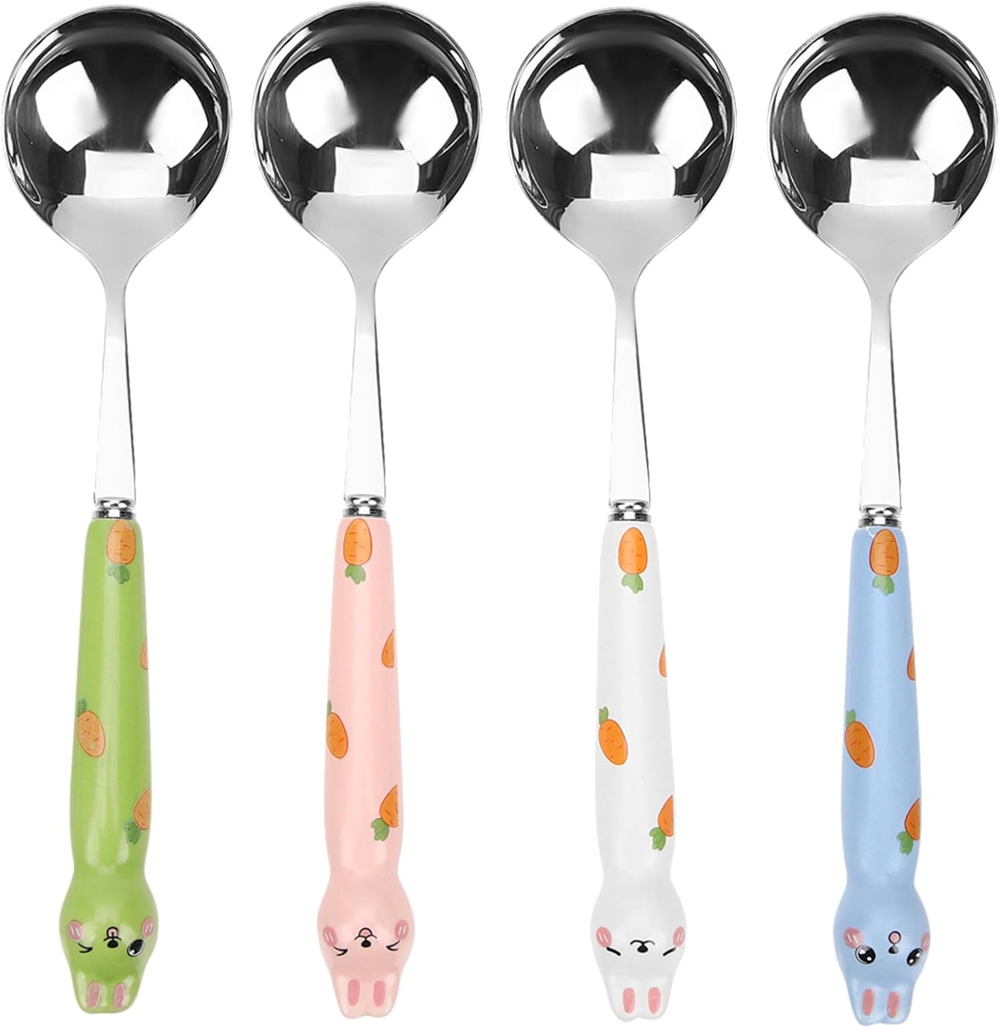 Abaodam 4Pcs Cartoon Bunny Dessert Spoon Set