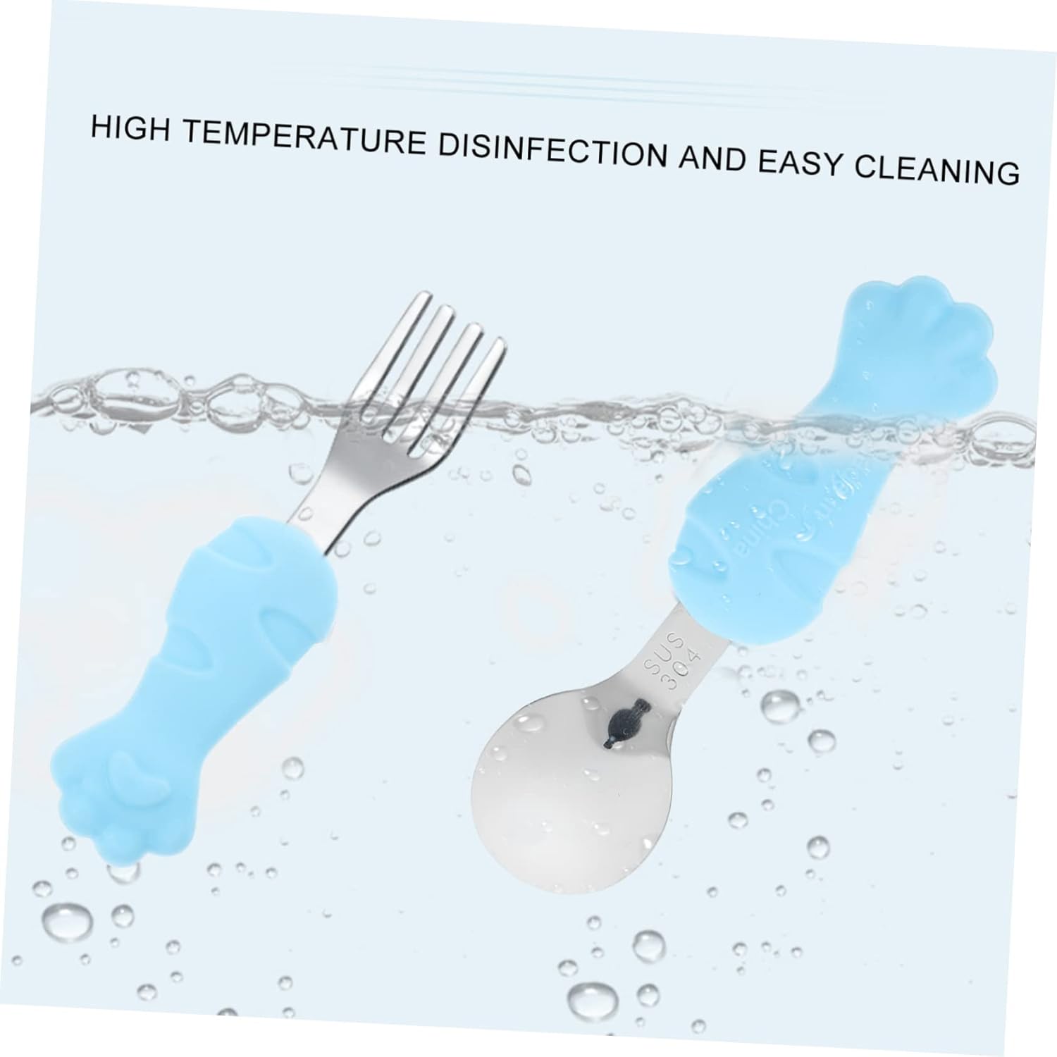 MOBUTOFU Training Fork Spoon Set with Fish Design for Self Feeding