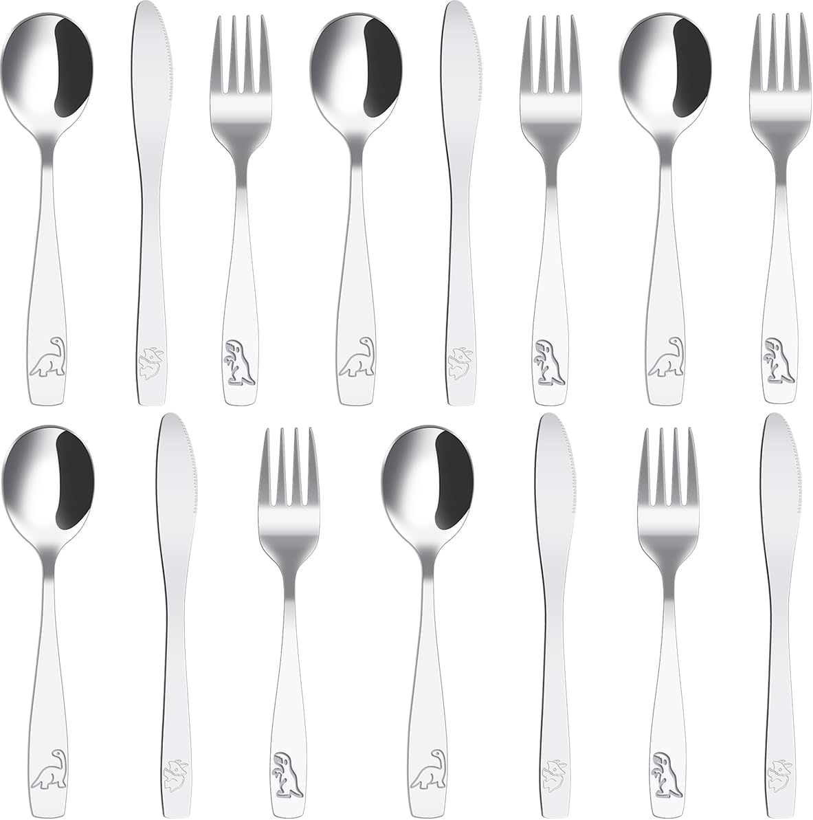 15Pcs Kids Silverware Set with Dinosaur Design