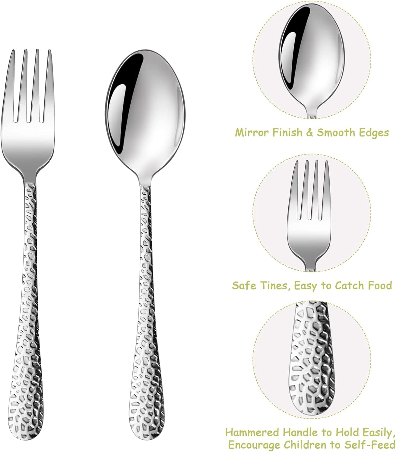 TeamFar Child Utensils Set of 6 Stainless Steel Forks Spoons