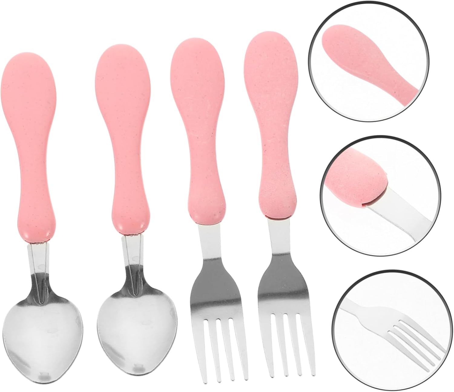 4pcs Cartoon Fork Spoon Set with Silicone Handles for Baby