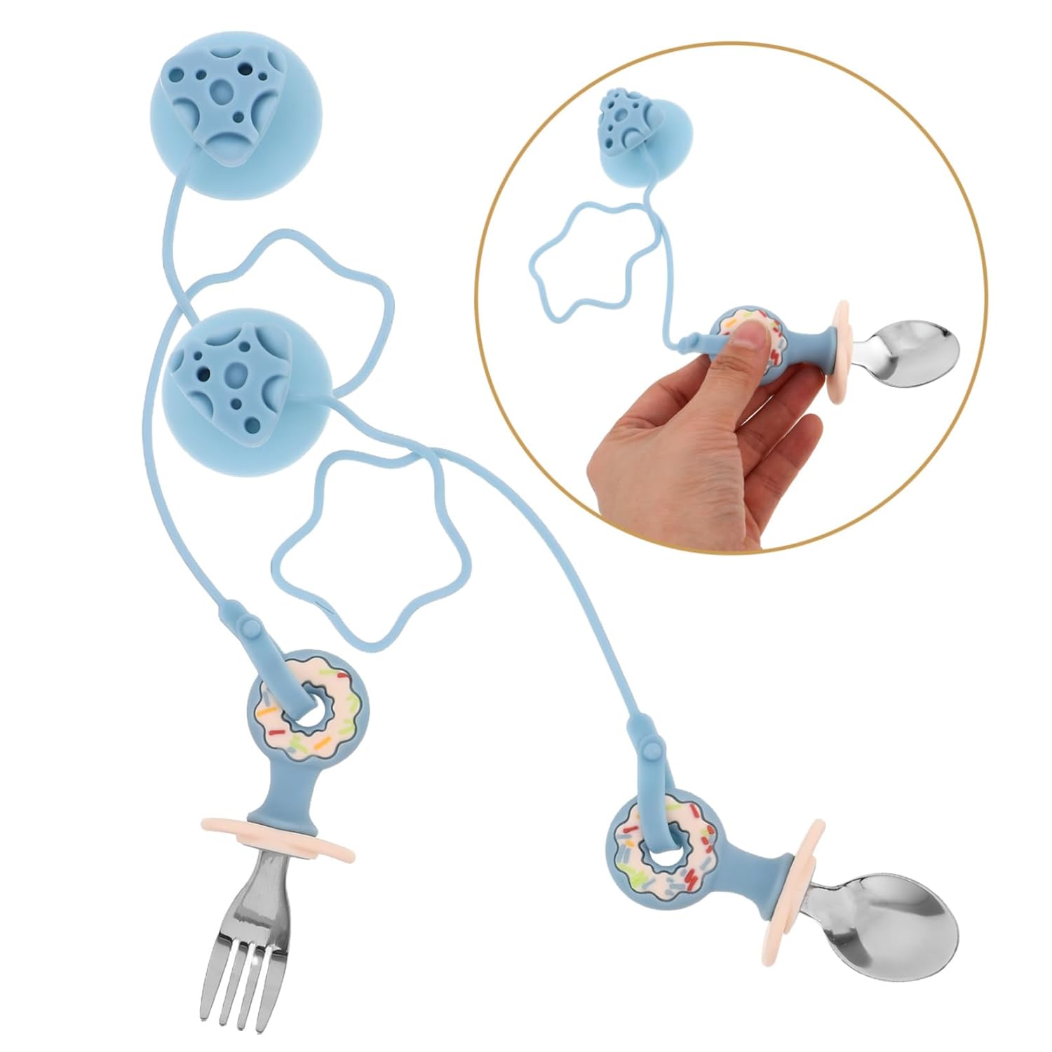 Beatifufu 1 Set Spoon and Fork with Silicone Holder