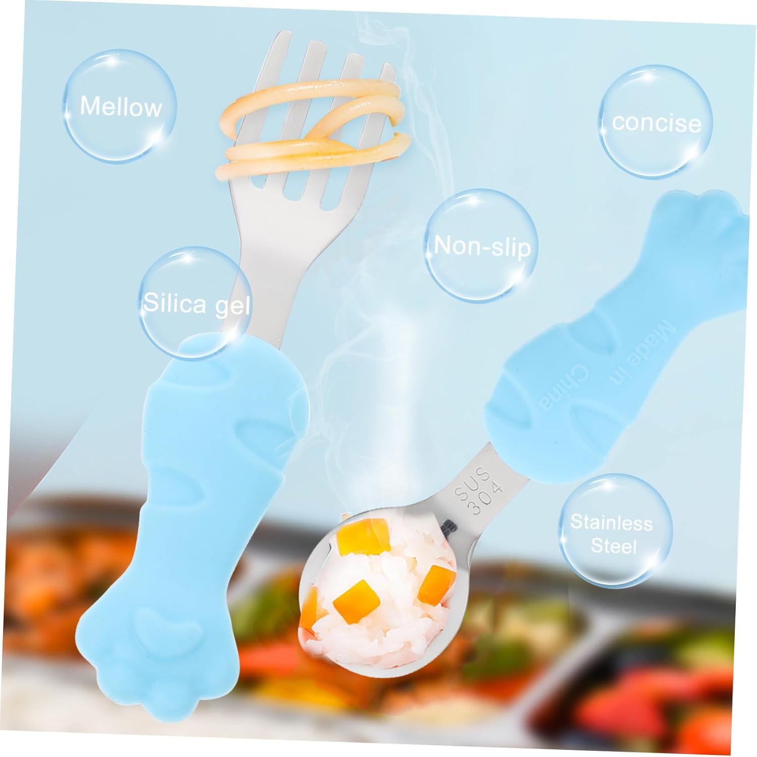MOBUTOFU Training Fork Spoon Set with Fish Design for Self Feeding