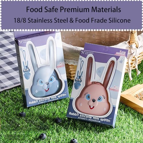 AHOTA Bunny Metal Toddler Utensils Set 2pcs 12 Months