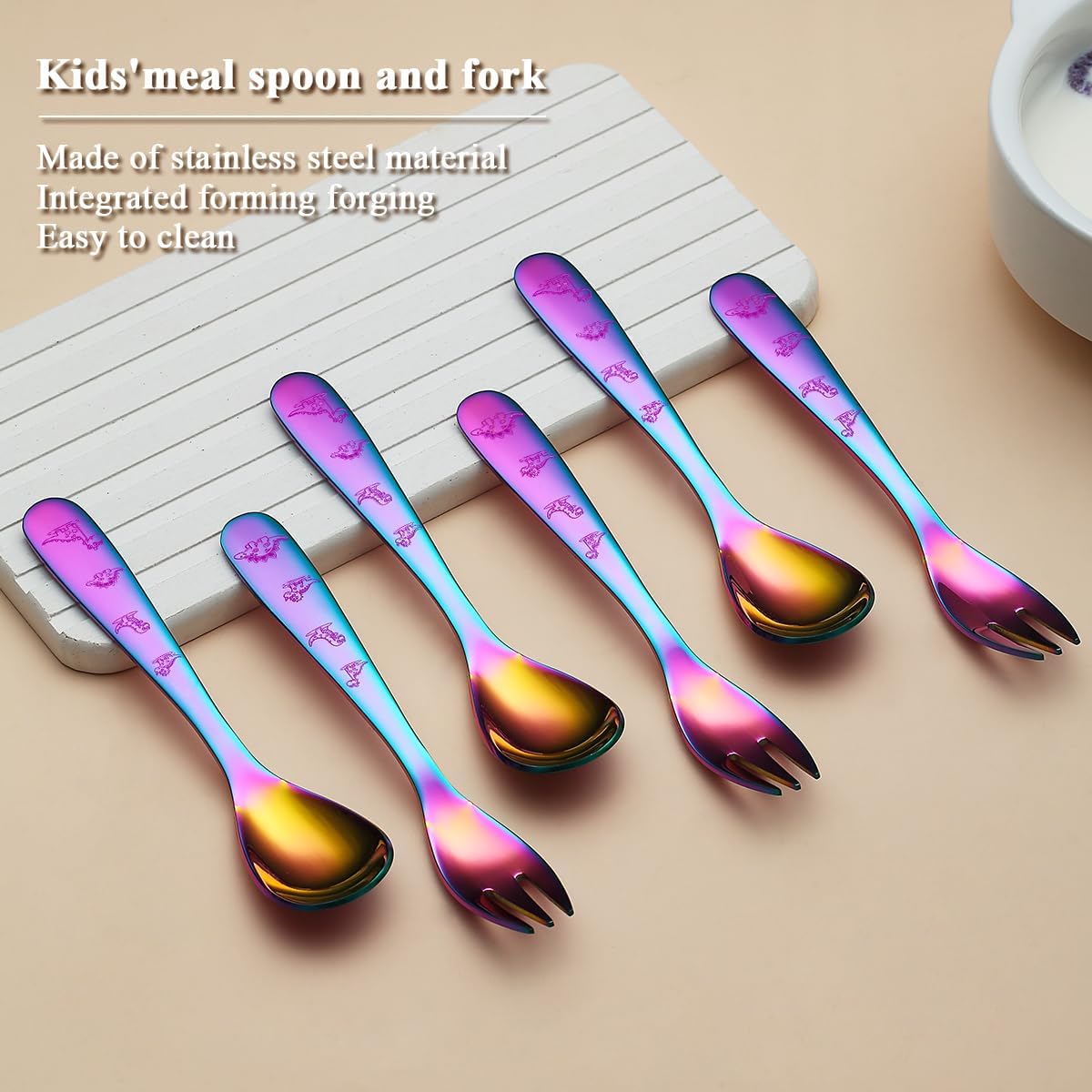 Evanda Rainbow Toddler Cutlery Set 6 Pieces