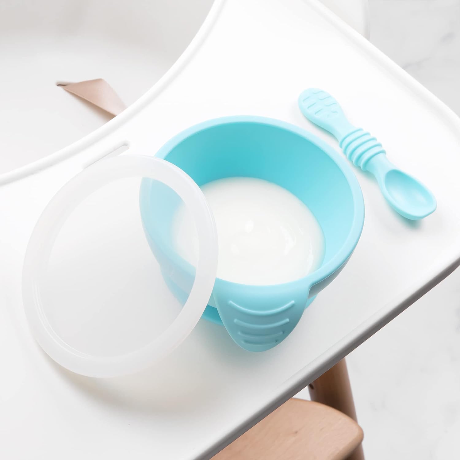 Bumkins Baby Bowl with Suction 4 Spoons and Lid - Blue