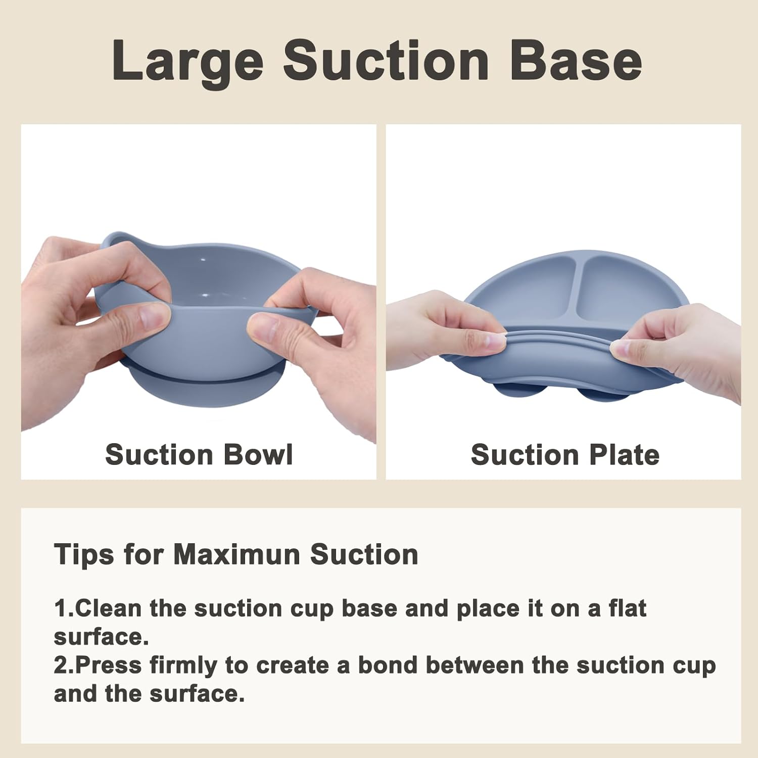 Munlinder Silicone Baby Feeding Set Blue Gray 1