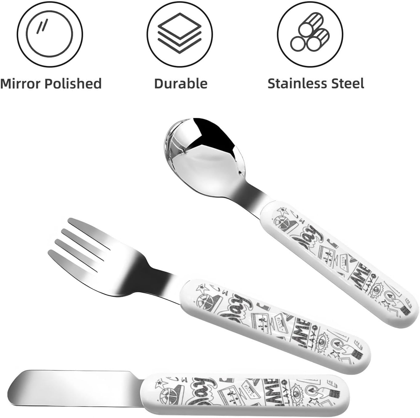 Video Game Boys Print Utensil Set with Travel Case