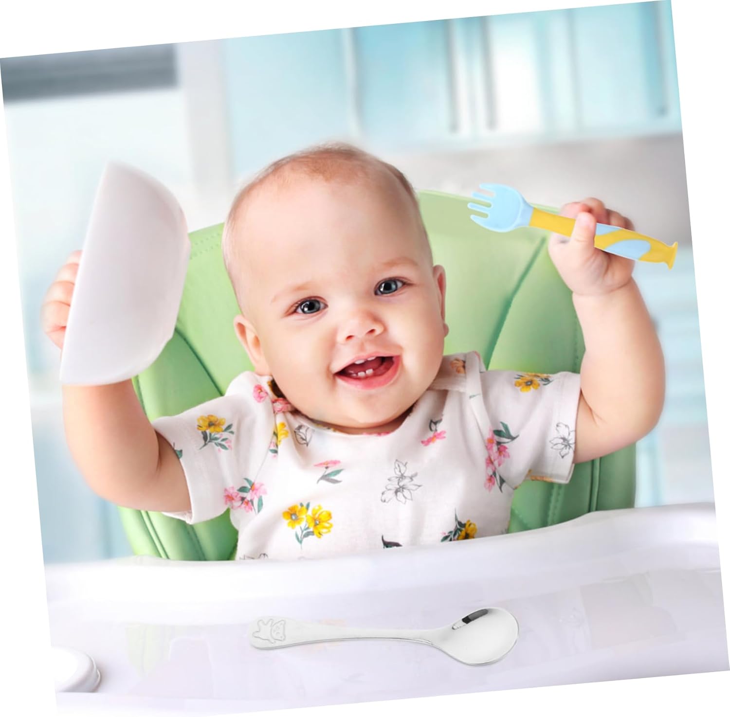 PLAFOPE Baby Utensil Set with Bear Design Handles