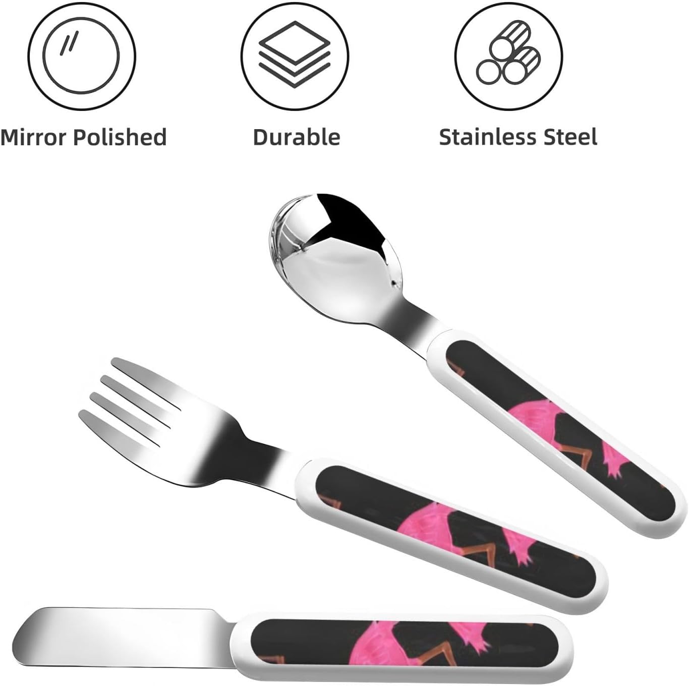 Pink Flamingos Print Utensils Set with Travel Case