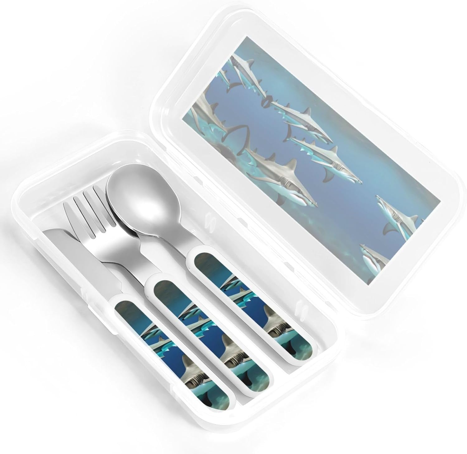 Hammerhead Shark Print Flatware Set with Travel Case