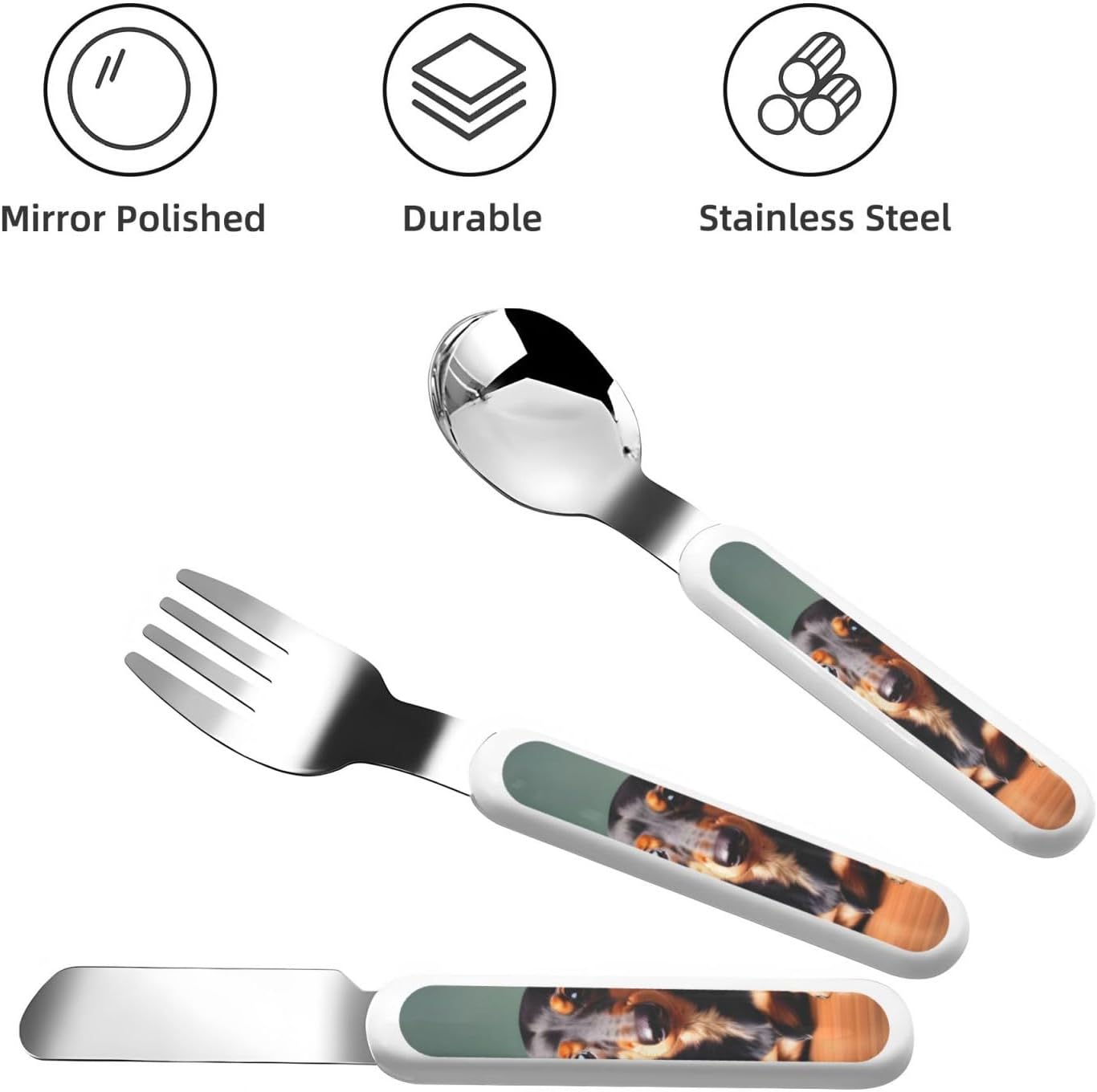 Cute Dachshund Duggee Print Flatware Set with Travel Case