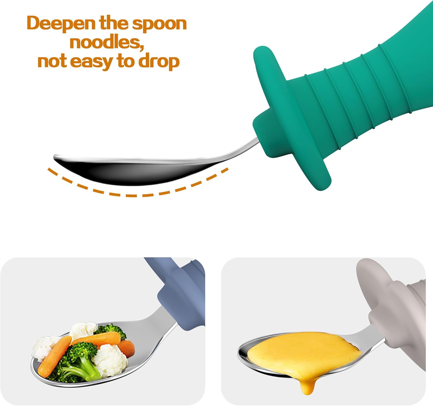 SFCCMM Toddler Spoons with Silicone Handle
