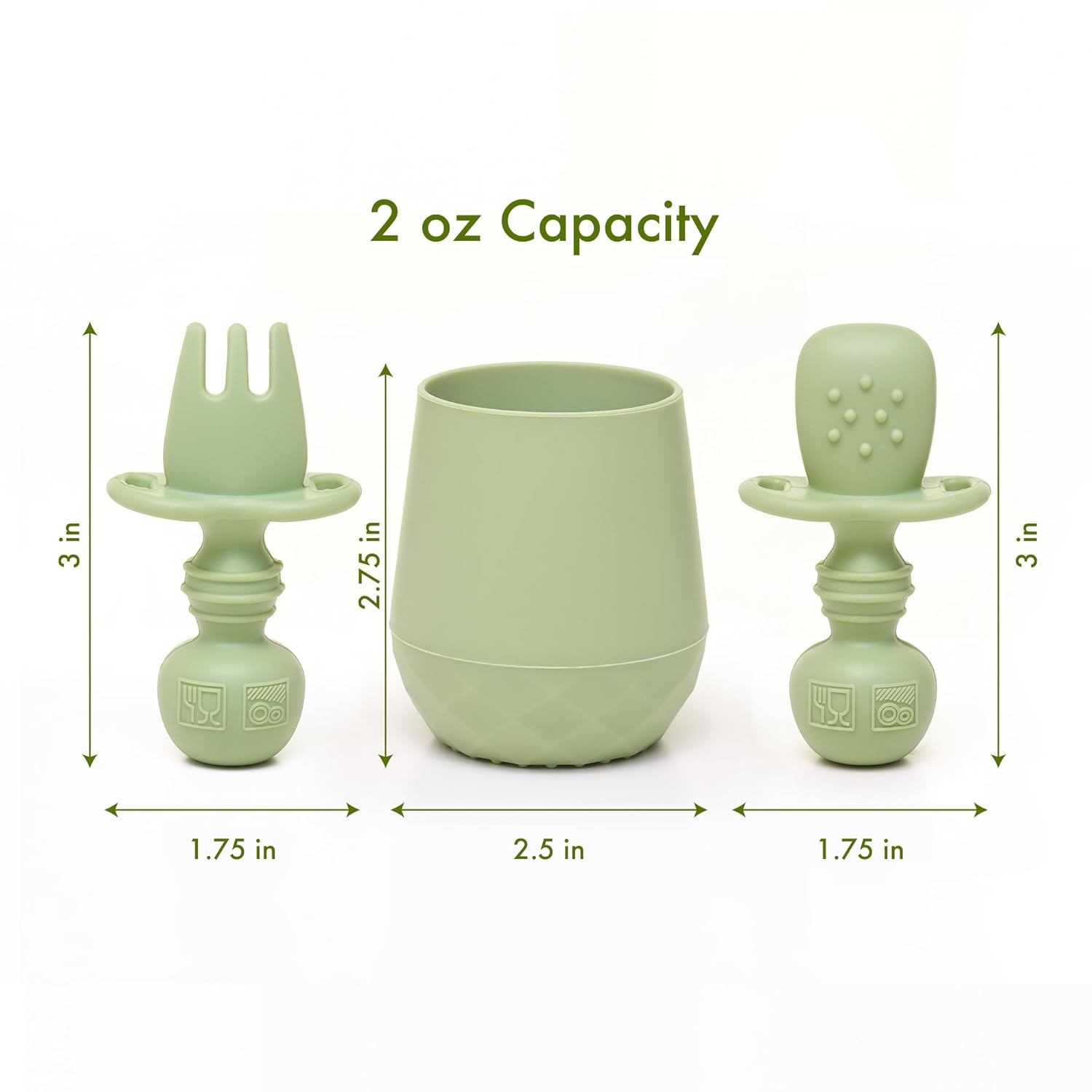 Tooshka Baby Utensil Set 3 pcs Self Feeding Spoons and Tiny Cup