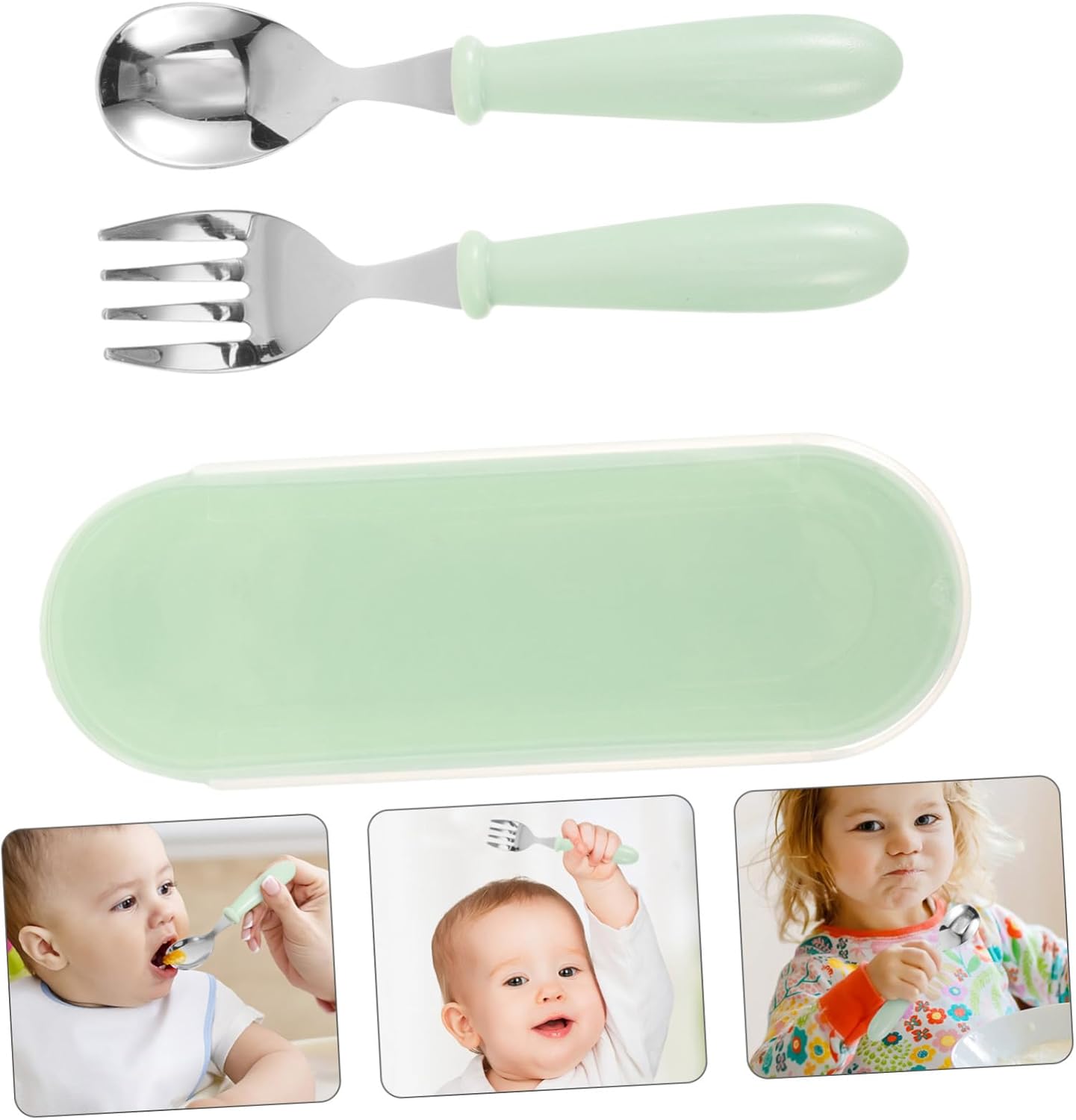 COOPHYA Reusable Green Flatware Set Spoon and Fork Holder