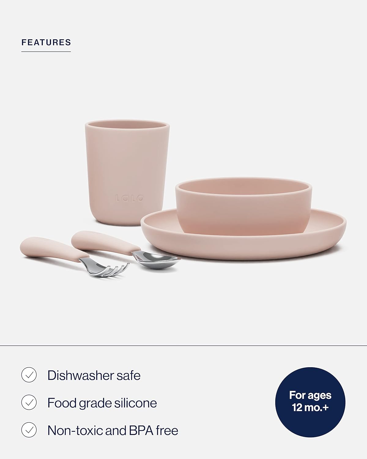 Lalo Big Bites Kids Dinnerware Set - 5 Pieces Dishwasher Safe BPA Free Grapefruit